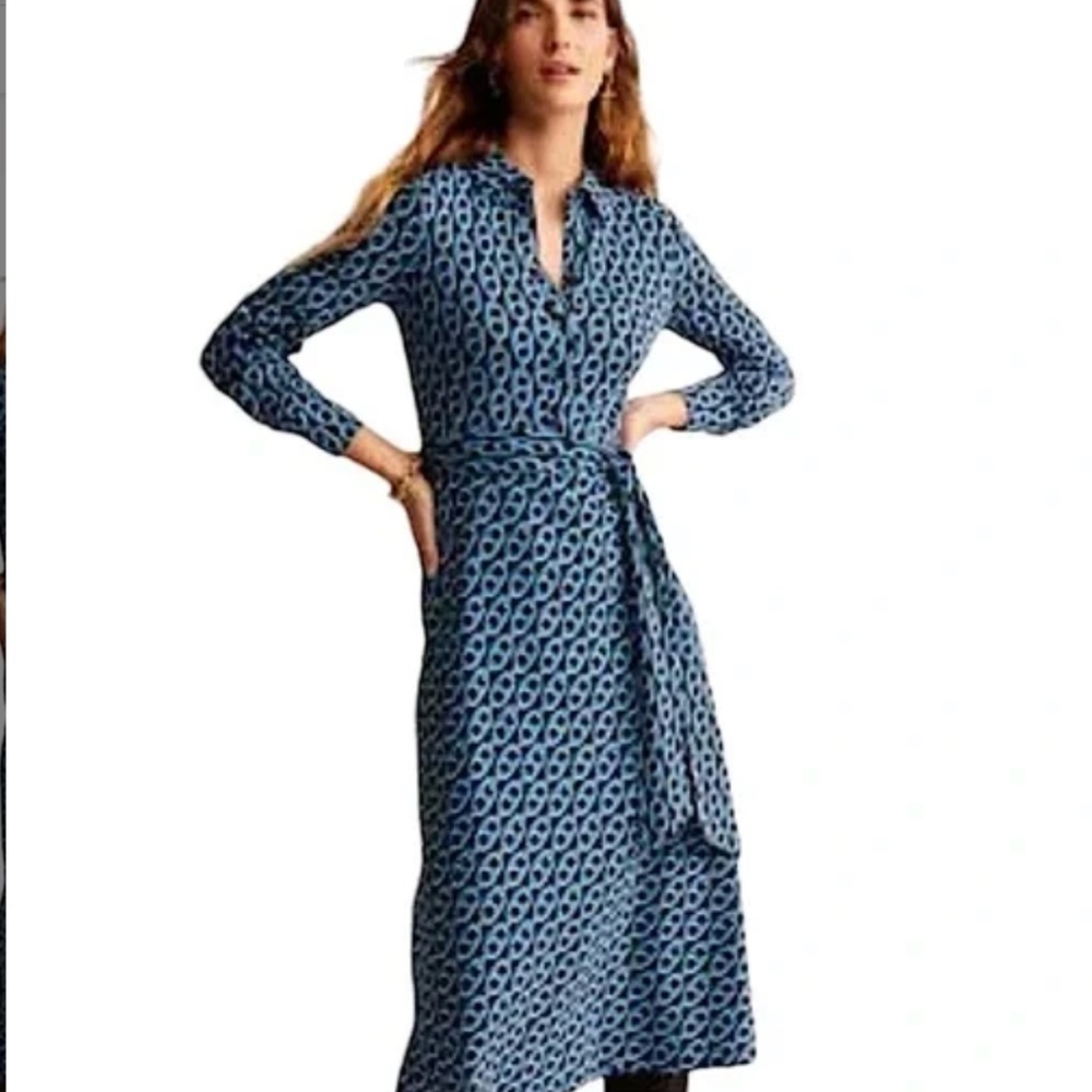 NWT Boden Laura Jersey Midi Shirt Dress in Graphic Chain US Sz 10R - Picture 5 of 10